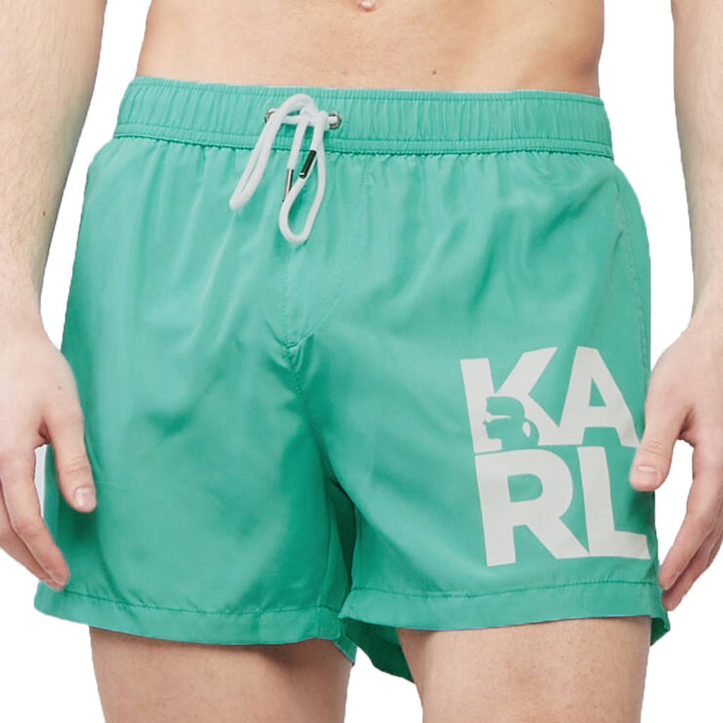 ŠORTKY KARL LAGERFELD KL22MBS08 Potisk KARL Turquoise