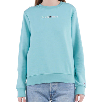 Dámská mikina TOMMY JEANS TJW REG SERIF DW0DW15056 Turquoise